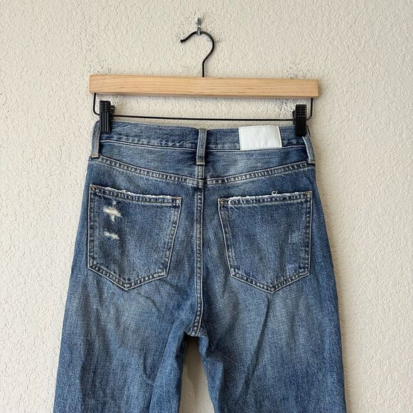 PISTOLA Charlie Exposed Button Fly Jeans Straight Crop Distressed - Picture 8 of 15